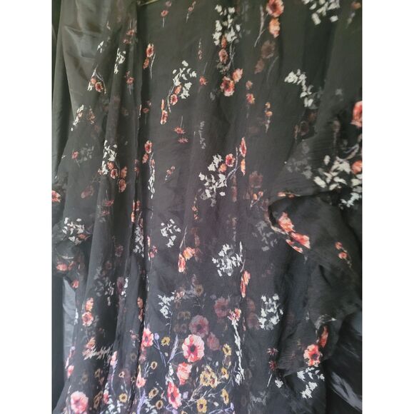 Open Front Floral Kimono Lightweight Flowy Oversized Trendy Black Top Blouse L - Picture 8 of 16